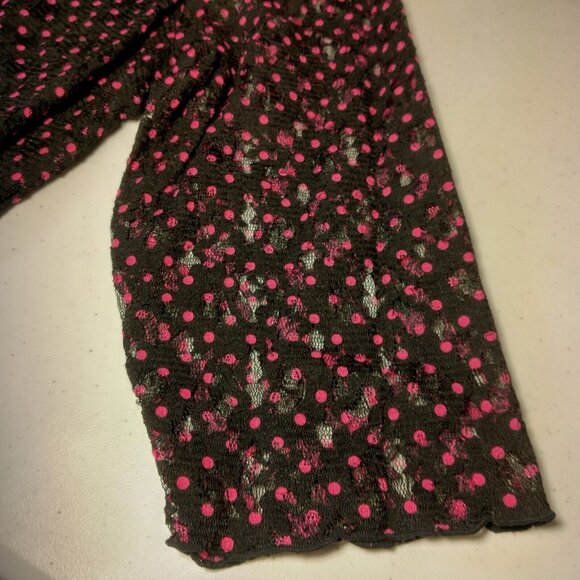 Laura Ashley Trip Ready Shirt Plus Size 1X Black Lace Pink Polka Dot Stretch New - Picture 14 of 16